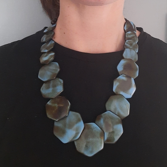 VINTAGE CHUNKY RESIN TILE NECKLACE - Picture 7 of 7